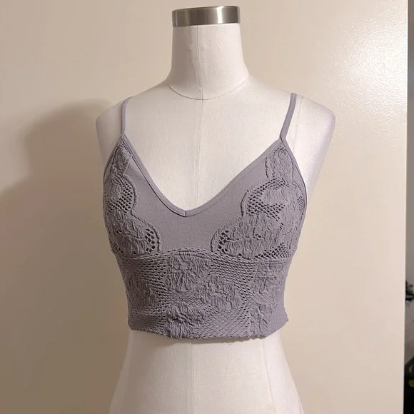 free people candy seamless bralette, dusty lilac, XS - Picture 3 of 4